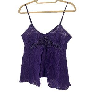 Vintage Sears Babydoll Camisole Womens S Purple Lace Negligee Ethereal Fairy